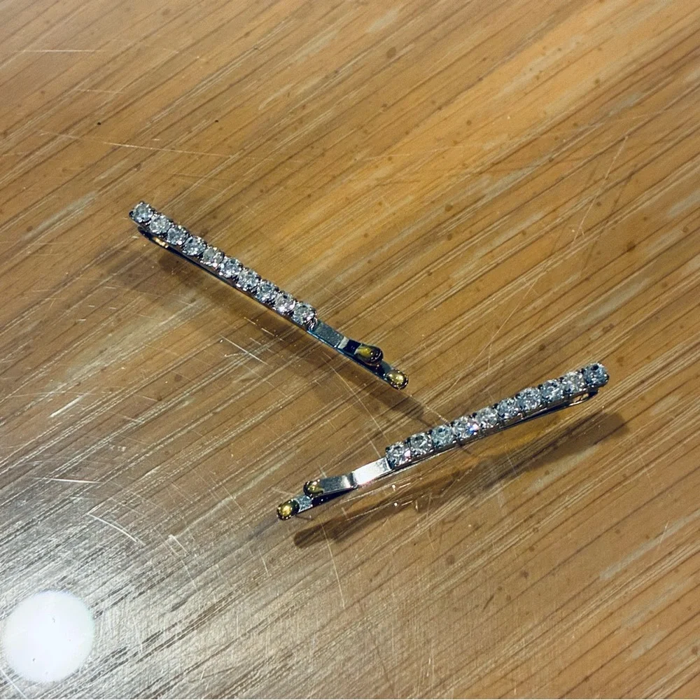 Vintage Rhinestone Hair Accessories Set: hair Barrette, 2 rhinestone hair pins